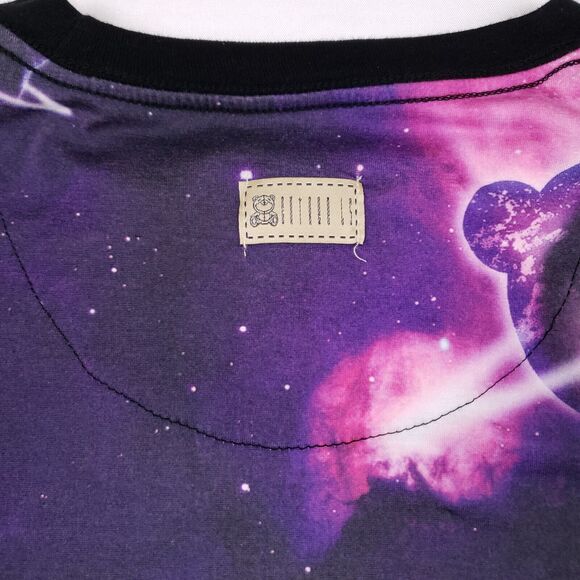 Entree LS Shirt Womens Large Purple Galaxy Cosmic AOP Crew Neck Short Sleeve USA - Picture 10 of 13